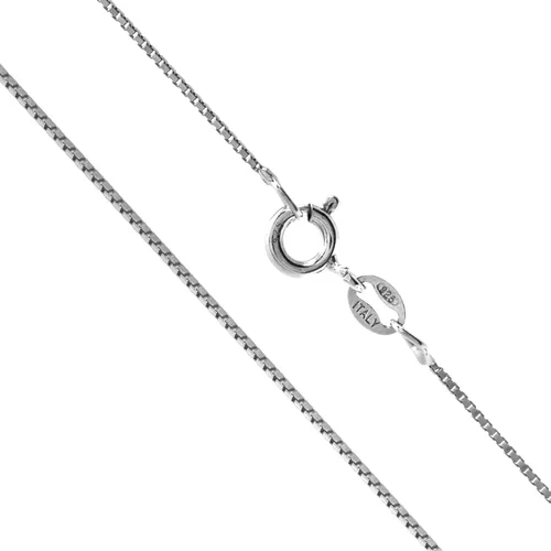 Vista 2 de Collar de cadena de plata de ley para mujer, caja de 0.039 pulgadas resistente al deslustre, de origen responsable, diseño de cierre que no migra