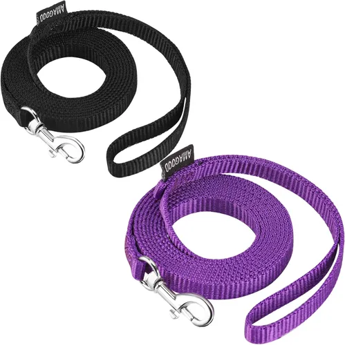 Vista 25 de AMAGOOD 6 pies de correas para cachorros/perros, correa de estilo tradicional resistente con gancho de cuello fácil de usar, correa para perros Negro