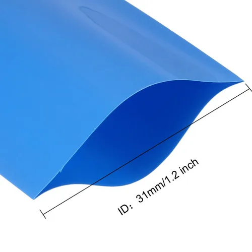 Vista 2 de uxcell Tubería termorretráctil de PVC de 1.969 in de ancho plano para 18650 16.4 ft de longitud, azul