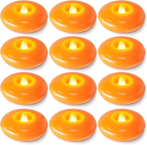 Vista 11 de Homemory Paquete de 6 velas flotantes LED sin llama de 3", 200 horas de duración con pilas, luces de té parpadeantes impermeables para jarrones
