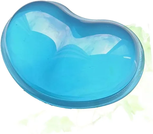 Vista 6 de Ciieeo Almohadilla de silicona azul con reposamuñecas con forma de corazón relleno de gel para computadora, soporte de muñeca para teclado