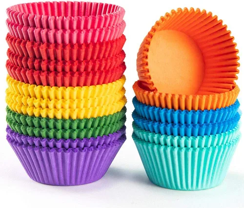 Vista 4 de Gifbera Bright Rainbow Standard Cupcake Liners - Tazas de papel colorido sólido para hornear, 400