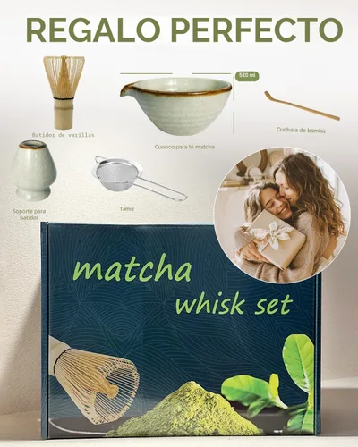 Vista 6 de Taruzil - Juego de batidor de matcha con cuenco matcha, batidor de bambú matcha, cuchara, tamiz, soporte para batidor de matcha, regalos únicos
