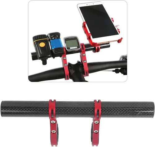 Vista 2 de BORDSTRACT Extensor de manillar doble para bicicleta, estante de extensión de manillar de aleación de aluminio, soporte de luz de mesa de código