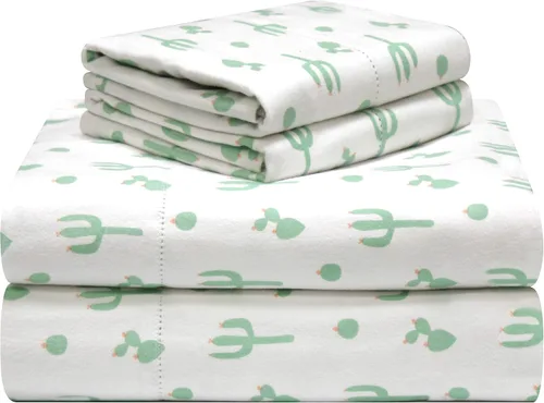 Vista 14 de Juego de sábanas Pointehaven, con estampado, de franela 100% algodón, con tacto aterciopelado de 180 g/m², tamaño individual, con diseño de Conejitos