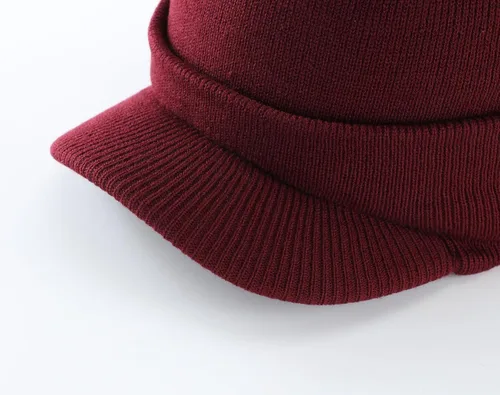 Vista 22 de Home Prefer - Gorro de invierno para hombre con visera, cálida y doble punto.