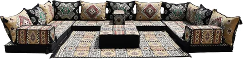 Vista 9 de arabicsofa Sofá de suelo en forma de L de 4 pulgadas de grosor, asiento, almohada de suelo, juego de sofá seccional, muebles de patio, majlis árabe