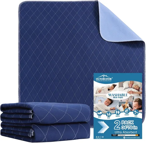 Vista 31 de OUTCREATOR® Almohadillas de cama lavables de 34" x 56" (paquete de 2), protector de colchón para incontinencia, almohadillas impermeables