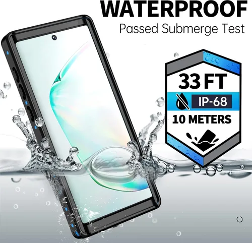 Vista 2 de BEASTEK Funda impermeable para Galaxy Note 10 Serie NRE a prueba de golpes con certificado IP68 con protector de pantalla incorporado Cubierta Azul