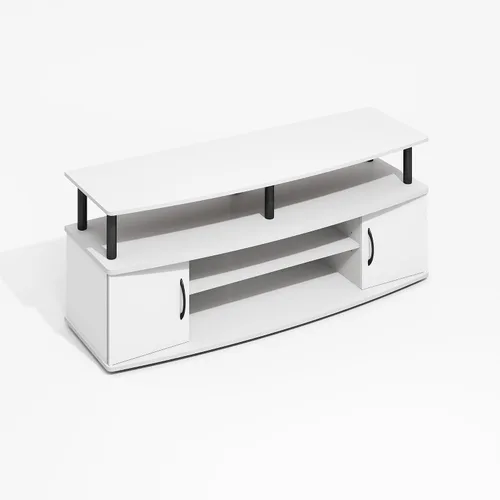 Vista 7 de Furinno Jaya Soporte de TV, centro de entretenimiento de 3 niveles con estante abierto, consola de TV para TV de hasta 50 pulgadas con Roble ámbar