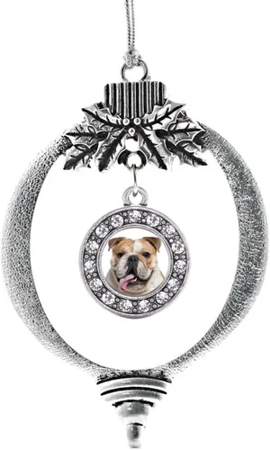 Vista 140 de Inspired Silver - Adorno con dije de cara de carlino - Adornos navideños de círculo de plata con joyas de circonita cúbica
