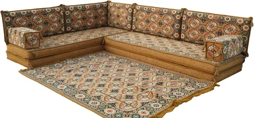 Vista 50 de arabicsofa Juego de Sofá Majlis Árabe de Esquina en Forma de L – Cojín Modular de Piso con Almohadas de Respaldo