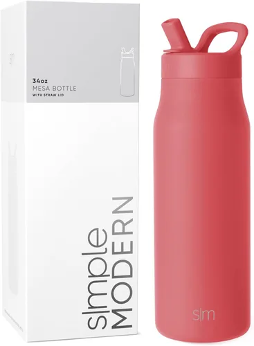 Vista 45 de Simple Modern Botella de agua con tapa de pajilla Termo de acero inoxidable aislado Botellas de agua reutilizables para viajes para gimnasio