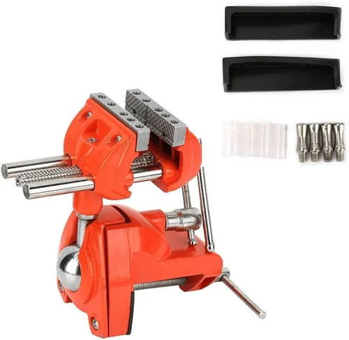Vista 2 de Oumefar Mini prensa de abrazadera de mesa de aluminio, 2.8 pulgadas de ancho de mandíbula, giratorio de 360 grados, tornillo de banco universal