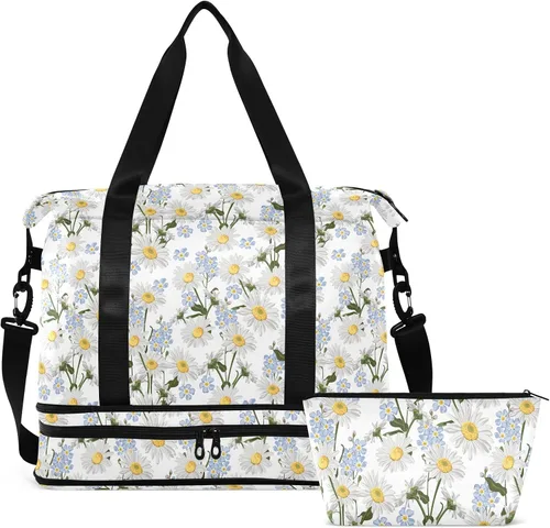 Vista 2 de Coikll Forget-me-not Flower Sports Gym Bag with Waterproof Dry Wet Pocket, Travel Duffel Bag for Women MenWorkout Bag Fits Yoga, Swimming