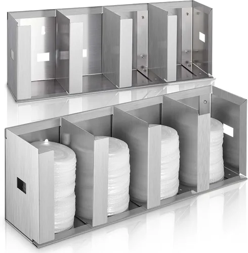 Vista 7 de Hicarer - Soporte para tazas y tapas de acero inoxidable, 3 compartimentos Plateado