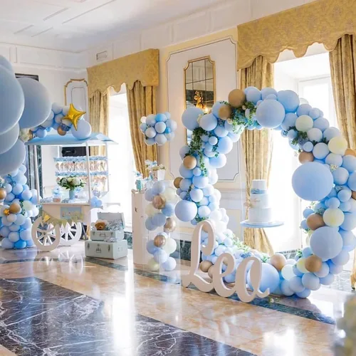 Vista 4 de 50 globos azules de 12 pulgadas y globos dorados 50 piezas de 12 pulgadas