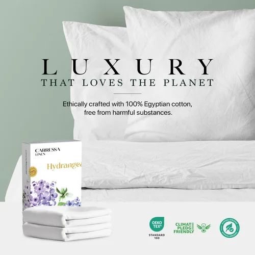 Vista 9 de Carressa Linen 100% algodón egipcio de 600 hilos, juego de 4 fundas de almohada tamaño queen, lujosas fundas de almohada blancas de tamaño 01