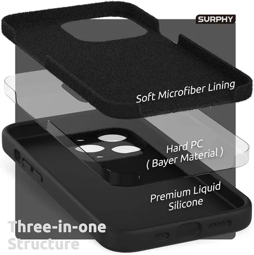 Vista 5 de SURPHY funda de silicona compatible con iPhone 13 Pro (6.1 pulgadas, 2021), con protección para la cámara, funda de silicona líquida con forro