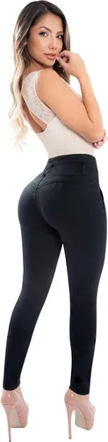 Vista 4 de Fiorella Shapewear Levantador de glúteos para mujer, pantalones vaqueros de cintura alta push up negro Levanta Cola Pantalones Colombianos 516BB