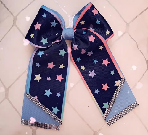 Vista 4 de lazos coleteros para niñas y adolecentes,diseño de estrellas,accesorios para el cabello,tamaño mediano de 6x7.5