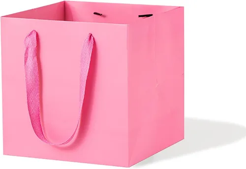Vista 16 de Bolsa de regalo de papel naranja de 4 pulgadas Caja de papel Bolsas de papel kraft pequeñas con fondo cuadrado con asas para boda, baby shower