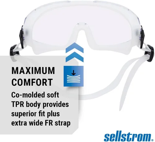 Vista 5 de Sellstrom GM511 - Gafas de seguridad antivaho y antiarañazos para hombres y mujeres, correa de silicona, se adapta a la mayoría de los anteojos