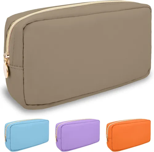 Vista 72 de izuzta Nylon Lager Pequeño Slim Mini Maquillaje Bolsa Organizador, Beige, Viajes