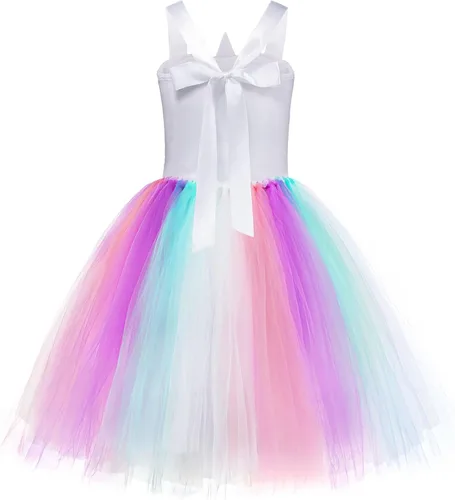 Vista 4 de Mooedcoe Unicorn Costume for Little Girls Dress Up, Handmade Sequin Rainbow Unicorn Tutu Birthday Outfit Gifts Party Decor