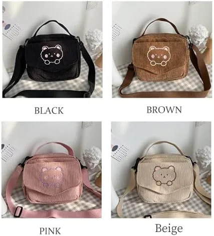 Vista 5 de GGOOB Bolso bandolera y cartera Kawaii - Bolso de pana