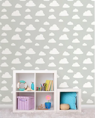 Vista 2 de NuWallpaper NU1931 Clouds - Papel tapiz para despegar y pegar, color gris