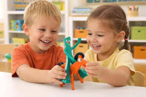 Vista 3 de NJ Croce Gumby & Pokey - Par de figuras flexibles y posables de 6 pulgadas, juguete retro divertido