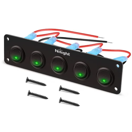 Vista 13 de Nilight Panel interruptor basculante de 5 bandas con 3 pines, resistente al agua, interruptores de palanca de encendido/apagado para automóvil