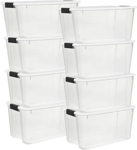 Vista 18 de Sterilite paquete de 6 cajas Ultra con pestillo, contenedores de almacenamiento con tapas, plástico transparente, 18 cuartos de galón - Contenedores