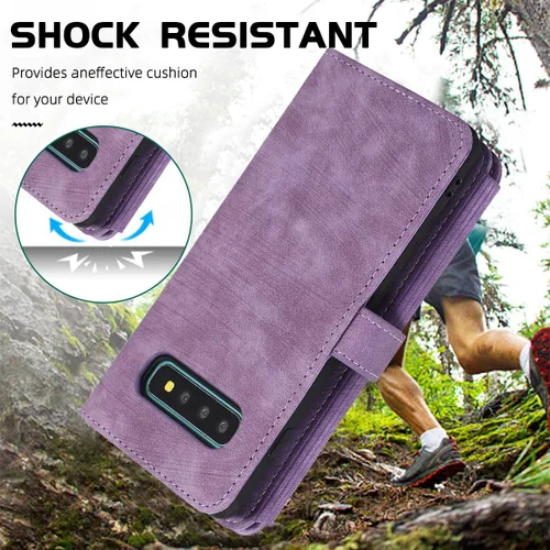 Vista 4 de Funda tipo cartera cruzada para Samsung Galaxy S10 con ranuras para tarjetas de piel sintética, función atril, cierre magnético, con cierre