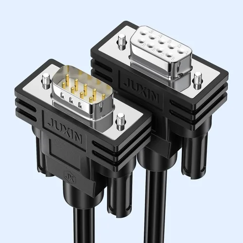 Vista 5 de Cable de extensión DB9 macho a hembra de doble blindaje, D-SUB 9 pines RS232/RS485 Serial Cable 9pin 232 Serial Cable-Negro -3 pies