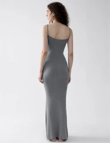 Vista 4 de PUMIEY Vestido largo sexy sin cordones para mujer, suave y acanalado