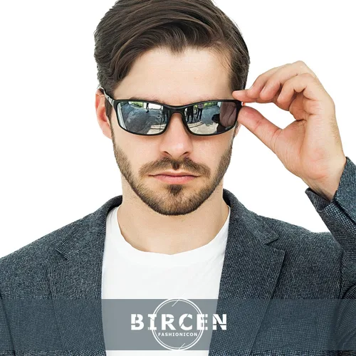 Vista 7 de BIRCEN Gafas de sol polarizadas para hombre protección UV, tonos azules y negros para hombre, conducción deportiva con marco de metal Al-Mg