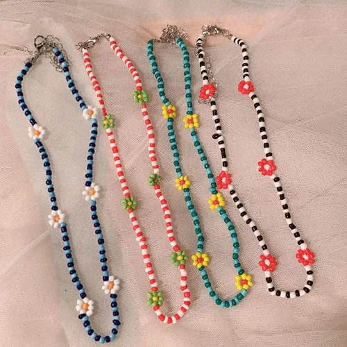 Vista 5 de TonyJameJPStore 20215 unidadesjuego de margaritas con cuentas coloridas de clavícula, collar para mujeres y niñas, joyería de primavera y verano