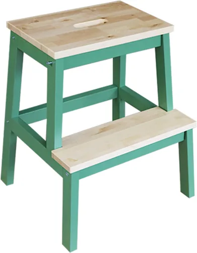 Vista 12 de QQXX Taburete de madera de 2 escalones para adultos, 400 libras, taburete portátil de cocina con mango ranurado, fácil de montar, taburetes de cama