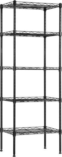 Vista 9 de BestOffice Estantes de almacenamiento de 5 estantes, estantería ajustable, estantes de metal, 11.6 pulgadas de profundidad x 21.5 pulgadas de ancho