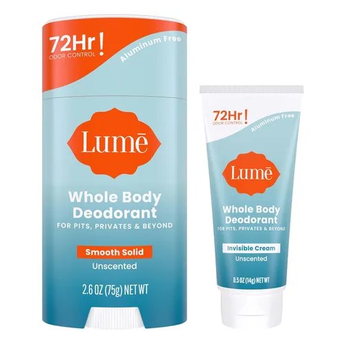 Vista 10 de Lume Desodorante para todo el cuerpo - Crema invisible en tubo mini + paquete de barra sólida - Control de olor durante 72 horas - Sin aluminio