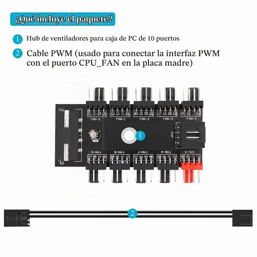 Vista 6 de 1 a 10 vías fuente de alimentación divisor cable de extensión ventilador