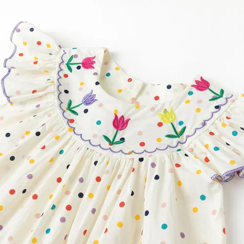 Vista 5 de Simplee Kids Vestido Casual para Bebés Niñas, Vestido de Pinzas para Niñas Pequenas, Vestido de Sol con Estampado Floral para Primavera Verano 1-6