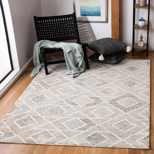 Vista 5 de SAFAVIEH Precious Collection - Alfombra de pasillo, 2 pies 6 pulgadas x 8 pies, azul y beige, hecha a mano, lana geométrica bohemia, ideal