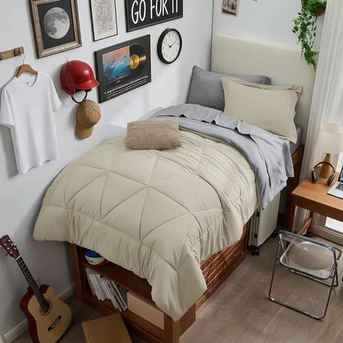 Vista 18 de BEDELITE Juego de ropa de cama con edredón tamaño individual de 5 piezas, reversible, en una bolsa - Juego de cama de lujo suave de microfibra