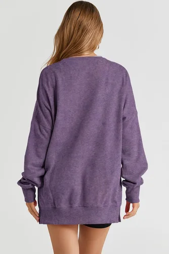 Vista 125 de SHEWIN Sudadera casual de manga larga con cuello redondo para mujer, ligera, holgada