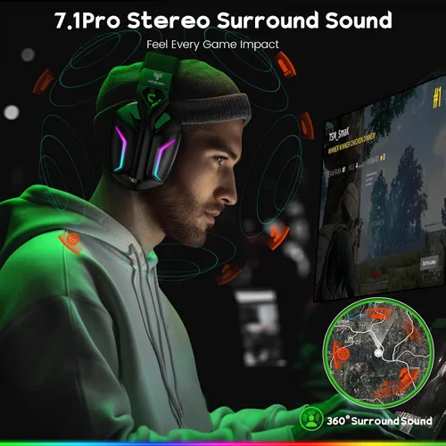 Vista 2 de WESEARY 7.1 Wireless Gaming Headset with Microphone for PS4, PS5, PC, Switch, Mac, 2.4GHz Bluetooth Gaming Headphones with Crystal-Clear Mic, 50Hr