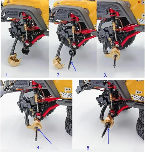Vista 4 de RCHUBAM Llantas de rueda delantera RC con eje de transmisión CVD para 1/24 Axial SCX24 Deadbolt Bronco C10 RC Crawler Car Front Wheel Hubs Crawler