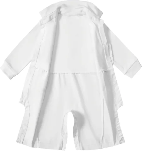 Vista 4 de MOMMY'S NEW MAN Traje de bautismo para recién nacido, mono de caballero con pajarita, mameluco blanco, traje de boda, traje de bautizo